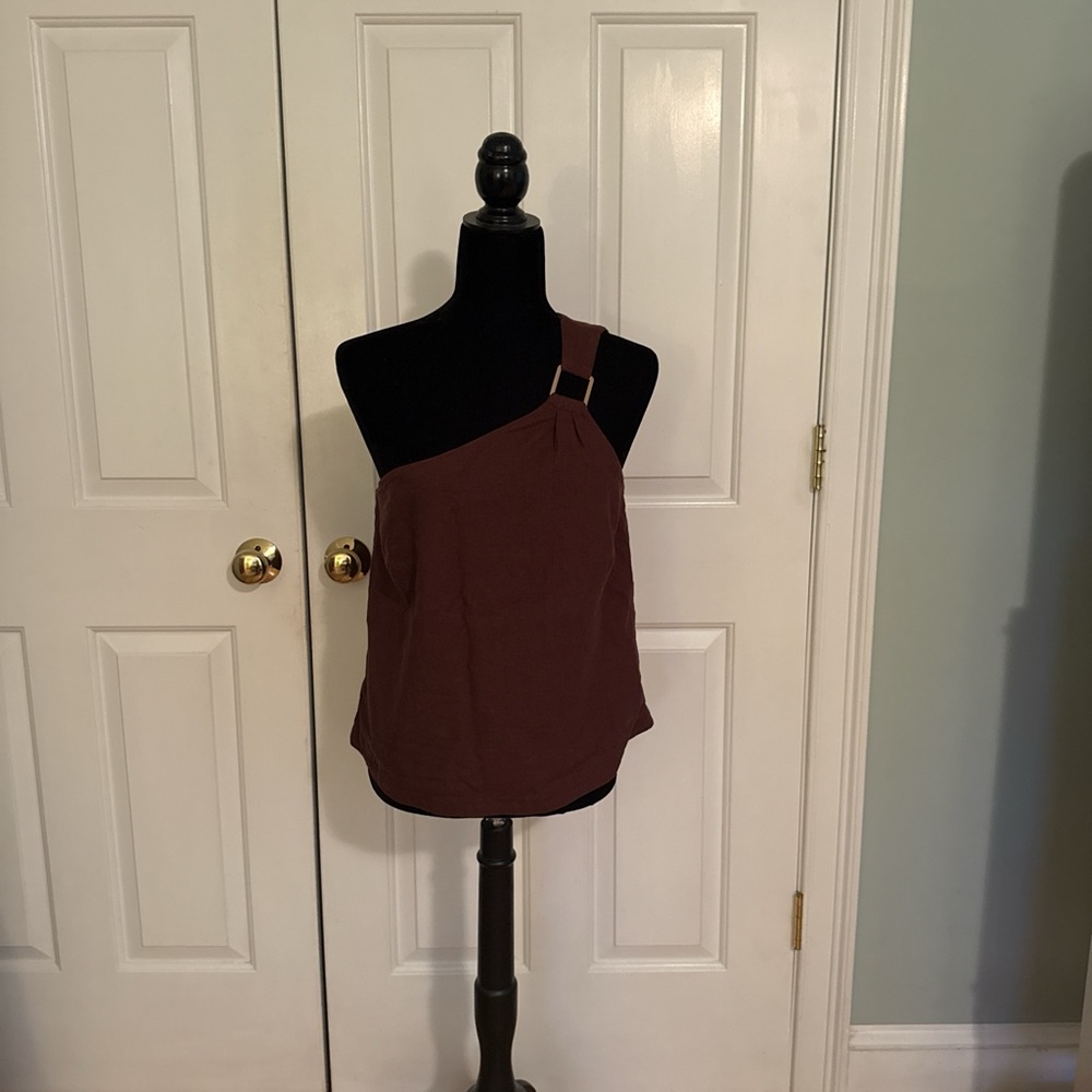 Ann Taylor One-Shoulder Top in Rich Brown